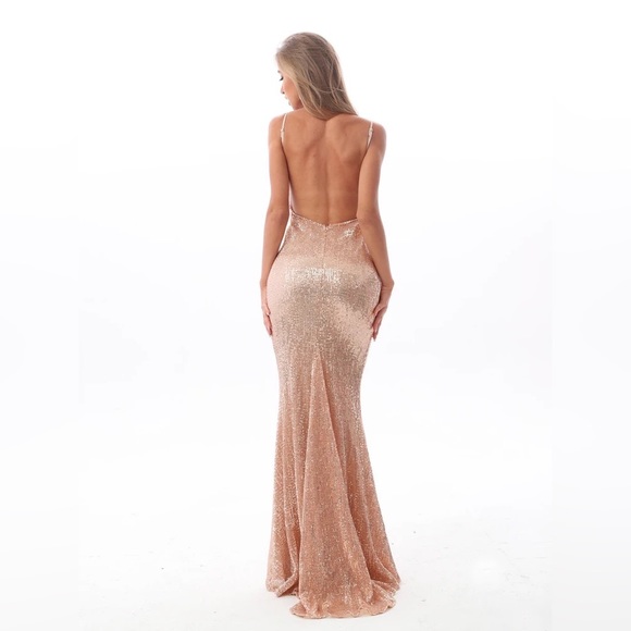 Rose gold sequin maxi formal dress size xs - Picture 4 of 4